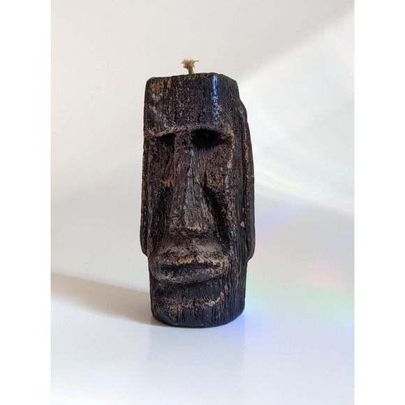 Vintage Tiki Candle, Easter Island Stone Head, Moai Statue Candle, 60's 70's - Picture 6 of 10
